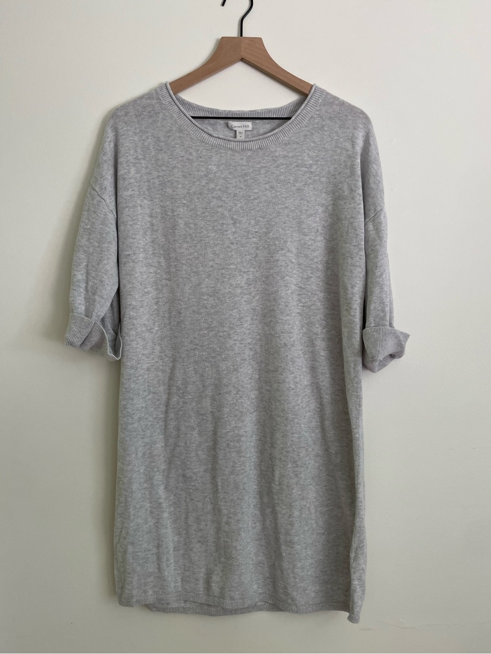 Garnet Hill Heather Gray Linen Cotton Knit Dress